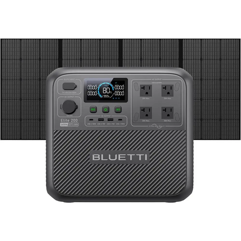 Elite 200 V2 r Generator with 350W r Panel Included (Ships Separately), 2073.6Wh Portable Power Station w/ 4 2600W AC Outlets, 1
Elite 200 V2 r Generator with 350W r Panel Included (Ships Separately), 2073.6Wh Portable Power Station w/ 4 2600W AC Outlets, 1