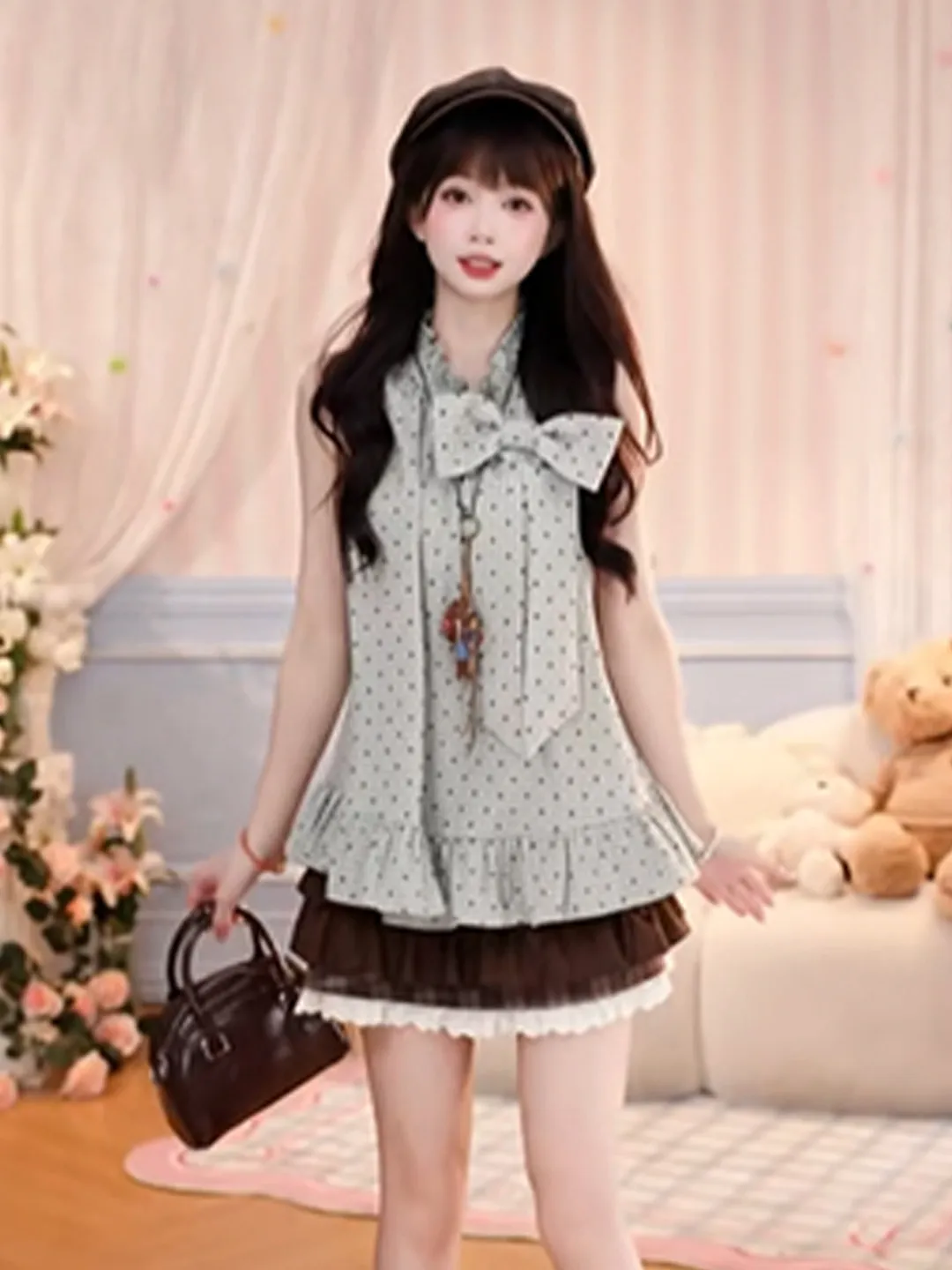 Korean College Style Polka Dot Tie Sleeveless Top Half Skirt Women's Fashion Summer 2026 Spicy Girl Two Piece Set
Korean College Style Polka Dot Tie Sleeveless Top Half Skirt Women's Fashion Summer 2026 Spicy Girl Two Piece Set