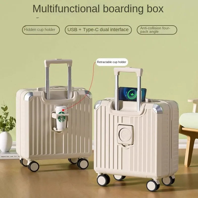 Многофункциональный чемодан для ручной клади 18-20 дюймов, сумка для кабины, чемодан на колесиках, дорожный чемодан, ящик для пароля, USB + Type-C, зарядный порт 
Многофункциональный чемодан для ручной клади 18-20 дюймов, сумка для кабины, чемодан на колесиках, дорожный чемодан, ящик для пароля, USB + Type-C, зарядный порт