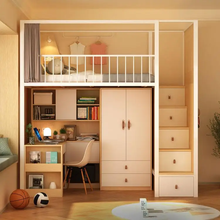 Small apartment children go to bed and get off the table wardrobe wrought iron elevated steel wooden bed metal guardrail multi-f
Small apartment children go to bed and get off the table wardrobe wrought iron elevated steel wooden bed metal guardrail multi-f