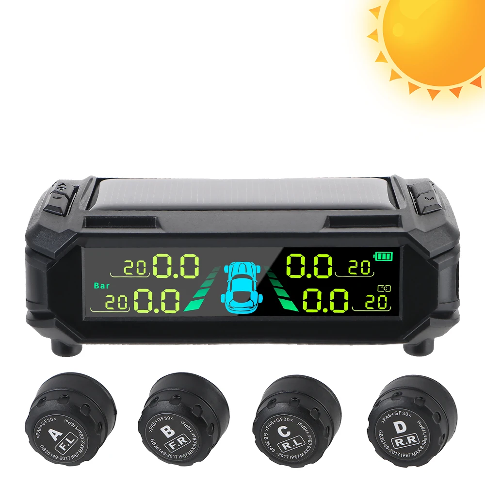 USB Solar TPMS Car Tire Pressure Monitoring System Digital LCD Display Auto Security Alarm Systems Tyre Temperature Monitor
USB Solar TPMS Car Tire Pressure Monitoring System Digital LCD Display Auto Security Alarm Systems Tyre Temperature Monitor