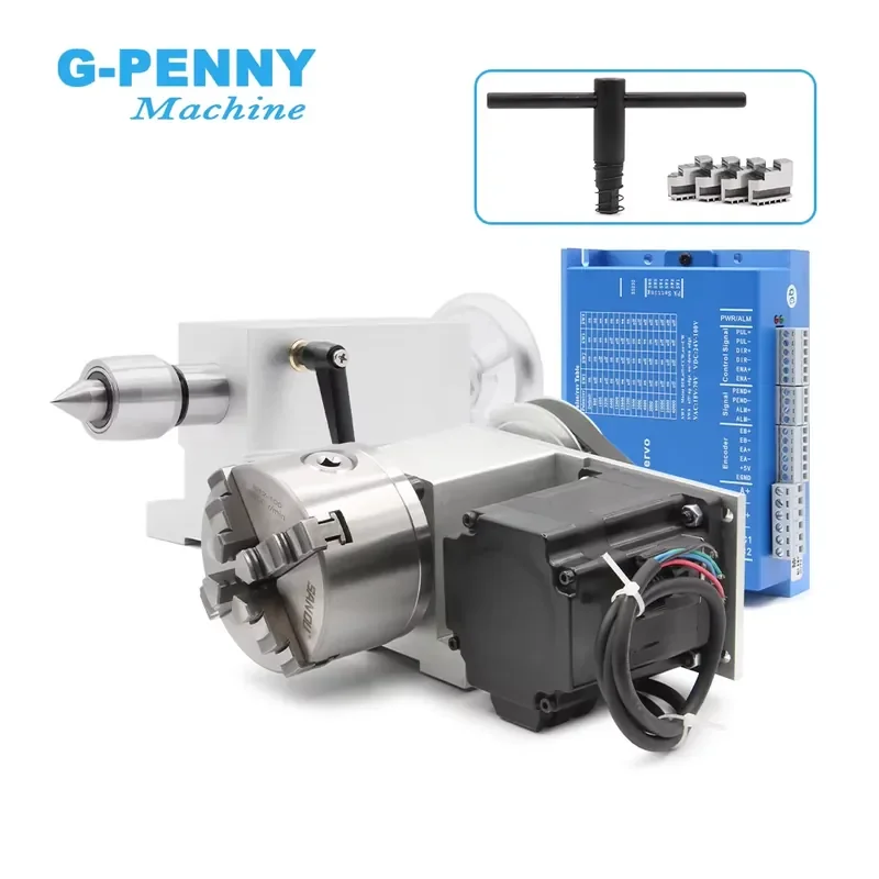 4th Axis 100mm 3/4Jaw +Tailstock 4.5Nm NEMA34 Closed Loop CNC Dividing Head Rotation a Axis Kit
4th Axis 100mm 3/4Jaw +Tailstock 4.5Nm NEMA34 Closed Loop CNC Dividing Head Rotation a Axis Kit