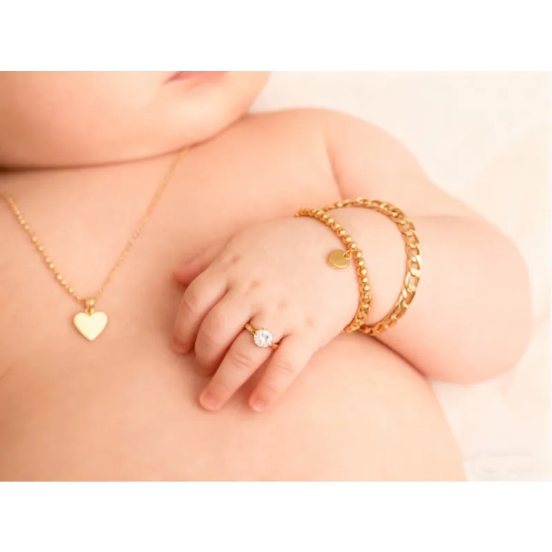 Newborn 3pcs Set Photography Stainless Steel Love Heart Charm Beaded & Figaro Rope Cuban Link for Newborn Photos with Rings 
Newborn 3pcs Set Photography Stainless Steel Love Heart Charm Beaded & Figaro Rope Cuban Link for Newborn Photos with Rings