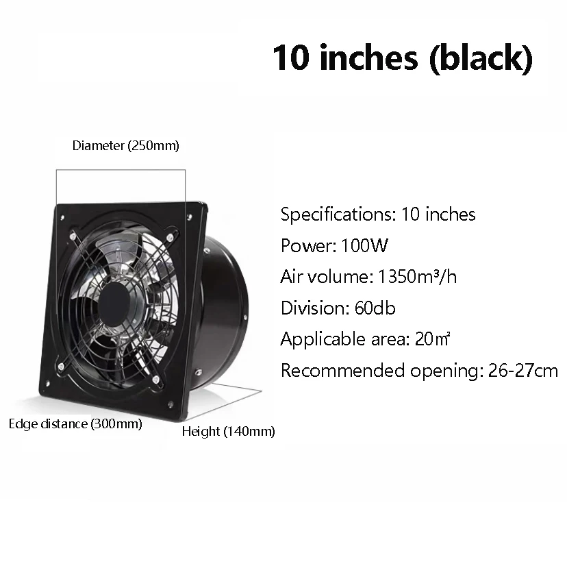 10 inch Extractor Fan Household Air Ventilator Kitchen Bathroom Ceiling Silent Exhaust fan Blower Corrosion Resistance
10 inch Extractor Fan Household Air Ventilator Kitchen Bathroom Ceiling Silent Exhaust fan Blower Corrosion Resistance