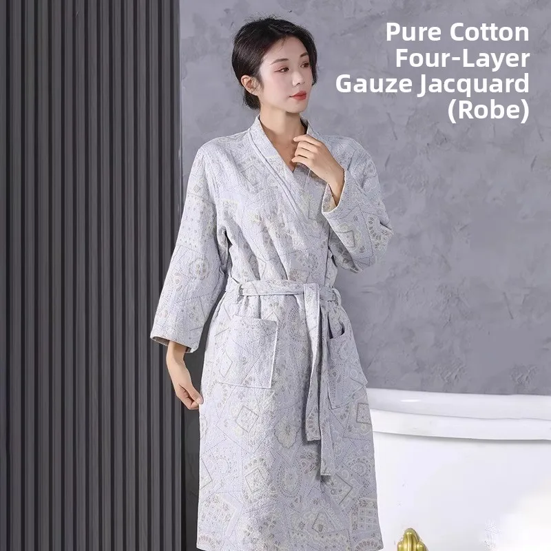 Pure Cotton Hotel Robe Women's Four Seasons Universal Soft Absorbent Qui Dry Home Clothes Gauze Nightgown Comfortable Batobe
Pure Cotton Hotel Robe Women's Four Seasons Universal Soft Absorbent Qui Dry Home Clothes Gauze Nightgown Comfortable Batobe