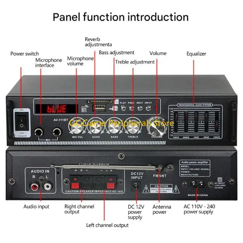 U55B Highly Power Music Amplifier With 5Band Equalizers 87.5-108MHz Radio Antennas
U55B Highly Power Music Amplifier With 5Band Equalizers 87.5-108MHz Radio Antennas