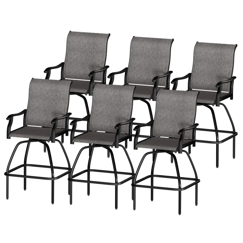 Patio Bar Set 6pcs Swivel Bar Stools Outdoor Bistro Textilene Furniture Stability AllWeather Set 6, Grey Fabric
Patio Bar Set 6pcs Swivel Bar Stools Outdoor Bistro Textilene Furniture Stability AllWeather Set 6, Grey Fabric