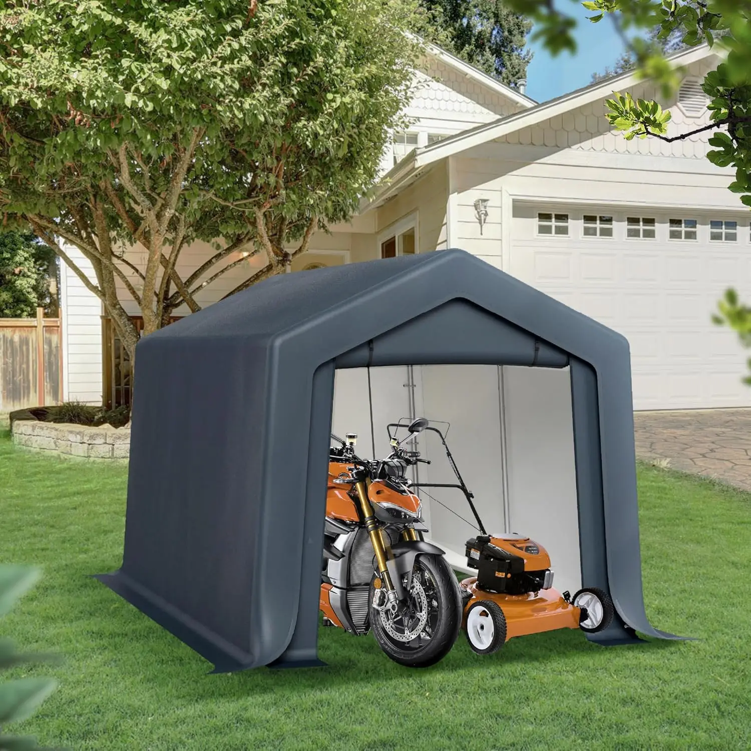 Outdoor Storage Shed Carport 8x12 ft Heavy Duty, Portable Garden Yard Car Port Shelter Storage Tent Garage with Roll Up Doors an
Outdoor Storage Shed Carport 8x12 ft Heavy Duty, Portable Garden Yard Car Port Shelter Storage Tent Garage with Roll Up Doors an