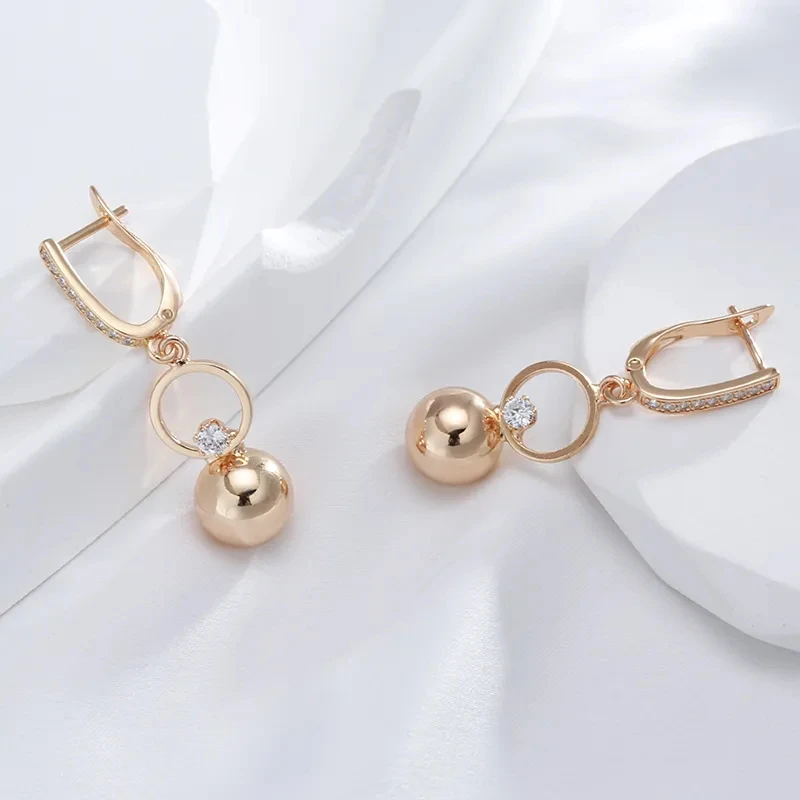 Fashion 585 Rose Gold Metal Ball Long Earrings, Women's Natural Zircon Inlay, Exquisite Jewelry for Wedding Parties
Fashion 585 Rose Gold Metal Ball Long Earrings, Women's Natural Zircon Inlay, Exquisite Jewelry for Wedding Parties