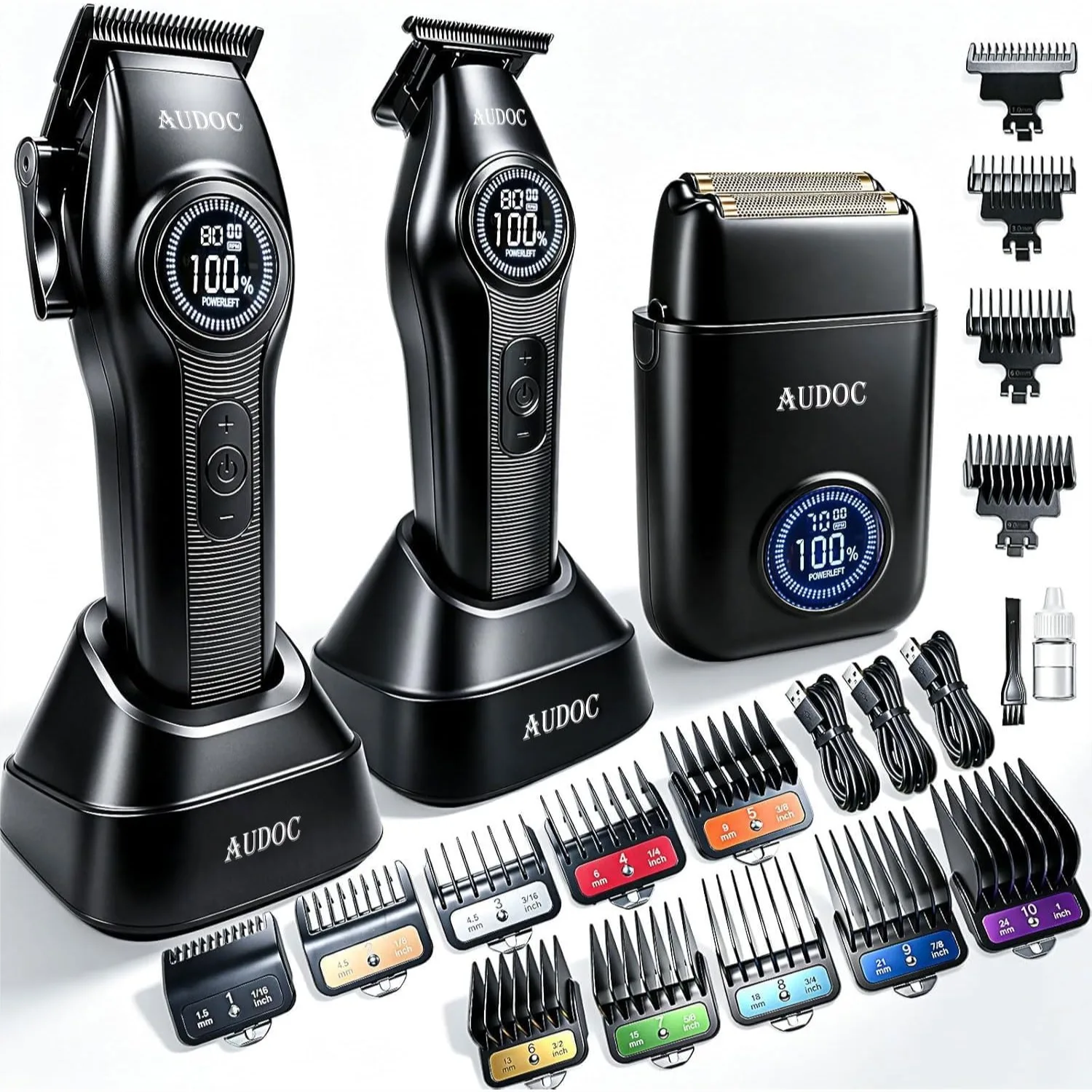 Hair Clippers and Trimmers Set for Men Cordless Barber Kit with LED Display, 14 Combs, Fade Lever, 180min Runtime for Home or
Hair Clippers and Trimmers Set for Men Cordless Barber Kit with LED Display, 14 Combs, Fade Lever, 180min Runtime for Home or