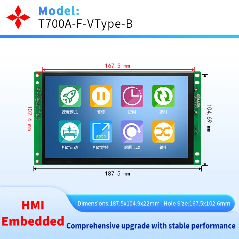 7" Inch Embedded HMI Touch Screen Panel With Download Communication Cable, Support RS485/232/422 To Connet With PLC
7" Inch Embedded HMI Touch Screen Panel With Download Communication Cable, Support RS485/232/422 To Connet With PLC