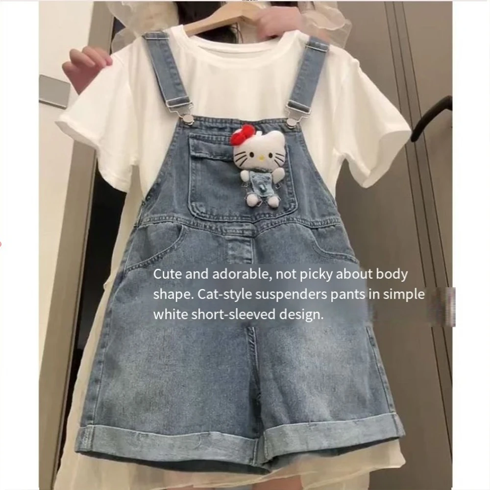 Kawaii 2Pcs Hello Kitty Cartoon Sanrio Women Overalls T-Shirt Curled Edge Casual Shorts Cute Y2K Student Loose Street Jumpsuit
Kawaii 2Pcs Hello Kitty Cartoon Sanrio Women Overalls T-Shirt Curled Edge Casual Shorts Cute Y2K Student Loose Street Jumpsuit
