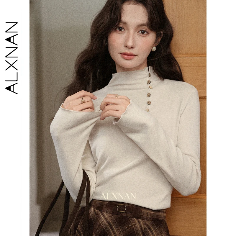 ALXNAN женская футболка с полуводолазкой, шикарные футболки с цветочными деревянными пуговицами и длинными рукавами, осень 2021, новые повседневные женские топы L57528 
ALXNAN женская футболка с полуводолазкой, шикарные футболки с цветочными деревянными пуговицами и длинными рукавами, осень 2021, новые повседневные женские топы L57528