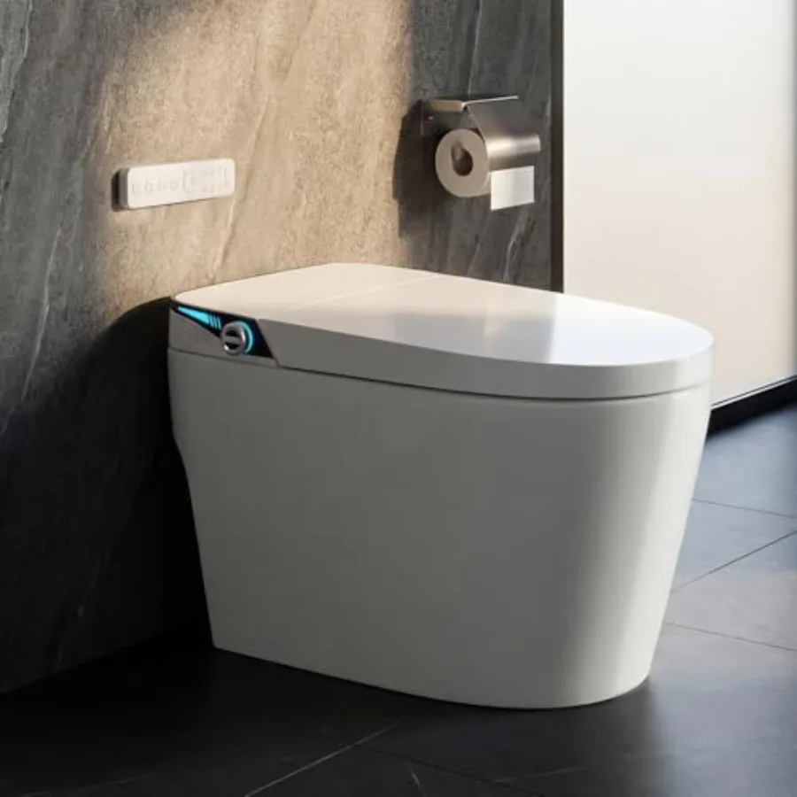 Smart toilet for home use, ceramic white with premium stainless steel bidet, 1000g MaP flush, foam shield, ADA height, heated s
Smart toilet for home use, ceramic white with premium stainless steel bidet, 1000g MaP flush, foam shield, ADA height, heated s