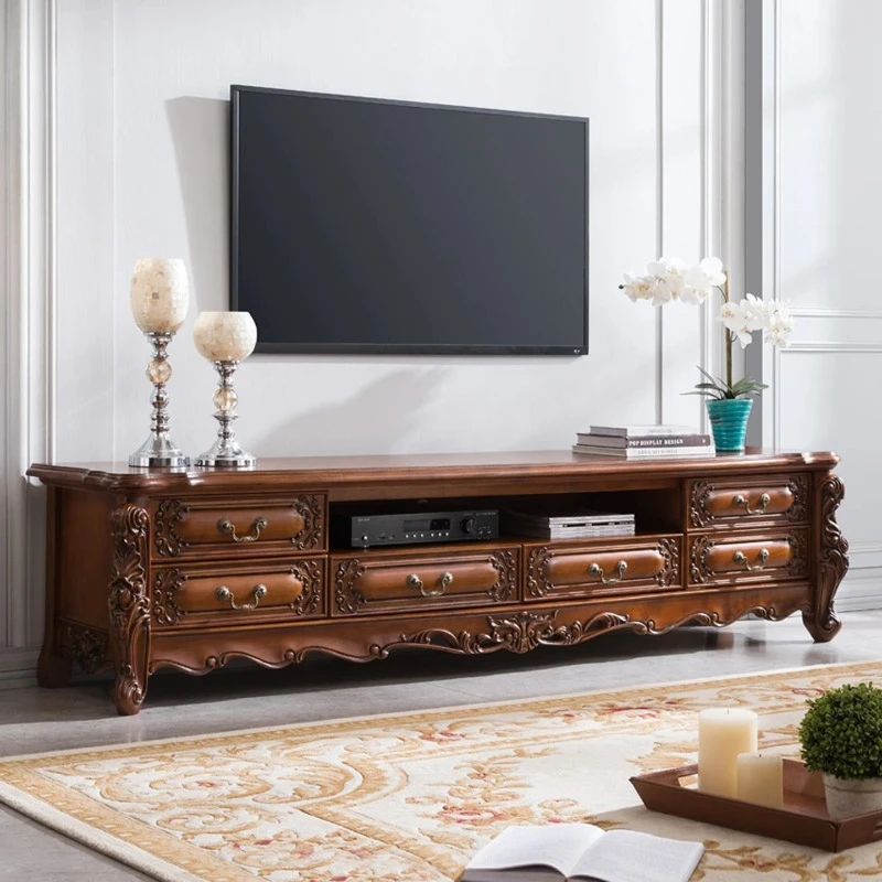 European solid wood TV cabinet, marble carved TV cabinet
European solid wood TV cabinet, marble carved TV cabinet
