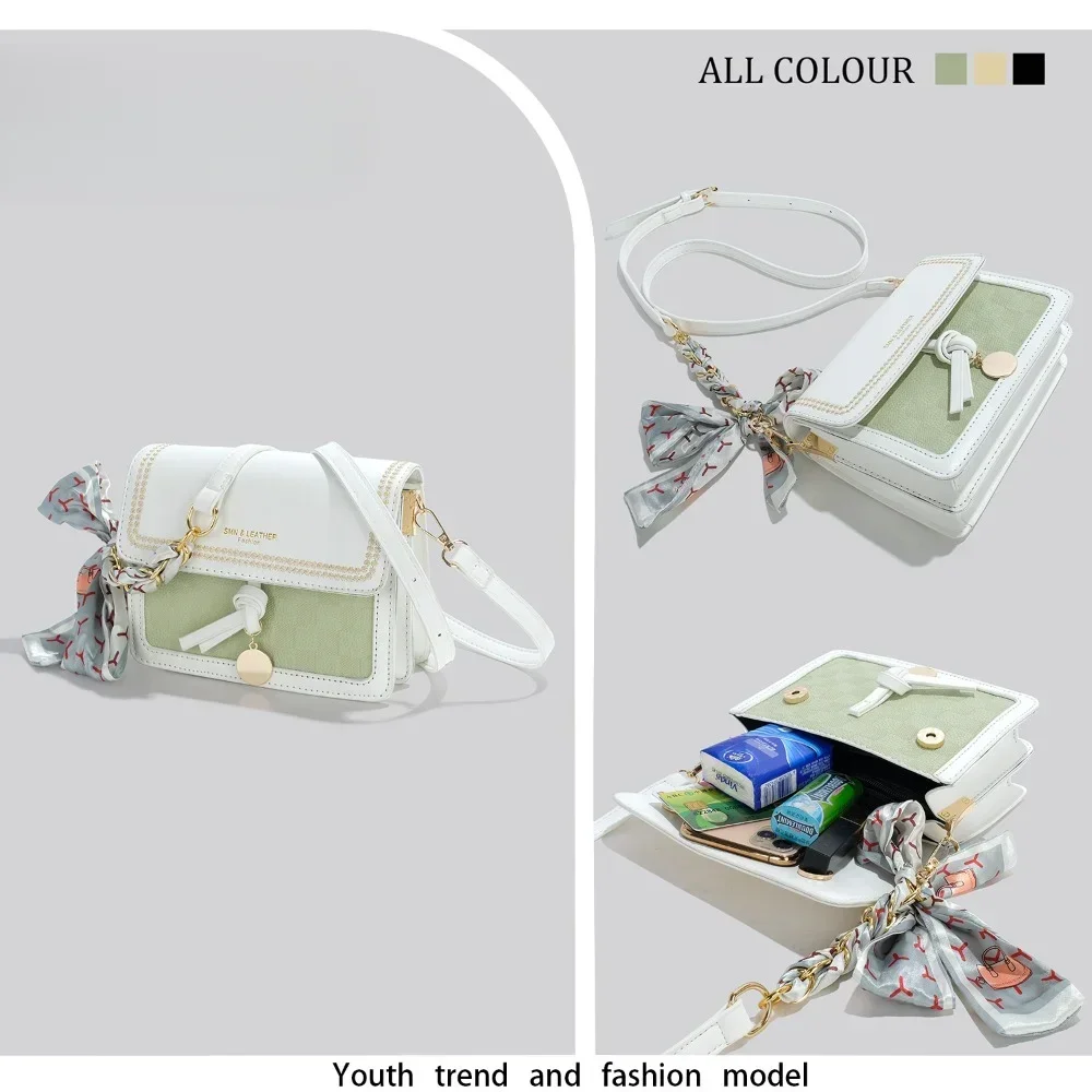 Crossbody Bag with Silk Scarf Decoration PU Leather Handbag Colorblock Flap Shoulder Bag Women's 2024 Fashion Purse
Crossbody Bag with Silk Scarf Decoration PU Leather Handbag Colorblock Flap Shoulder Bag Women's 2024 Fashion Purse