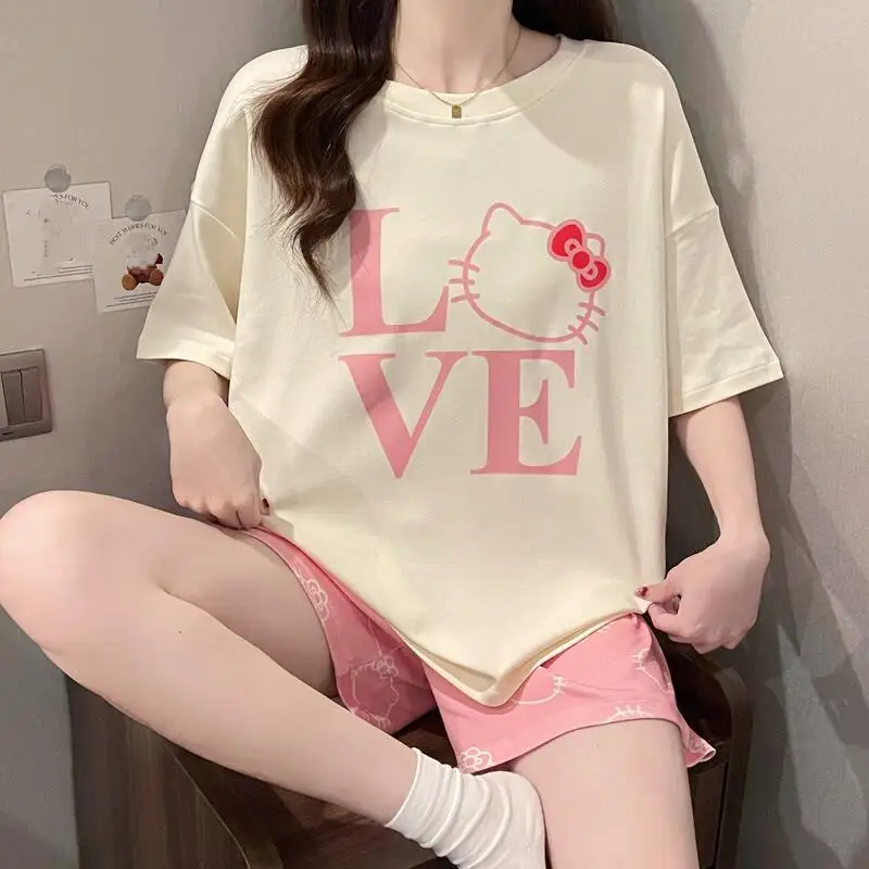 Women Pajamas Set Pure Cotton Home Lounge Wear Summer Short Sleeve Cute Loose Round Neck Comfy Kawaii Ins
Women Pajamas Set Pure Cotton Home Lounge Wear Summer Short Sleeve Cute Loose Round Neck Comfy Kawaii Ins