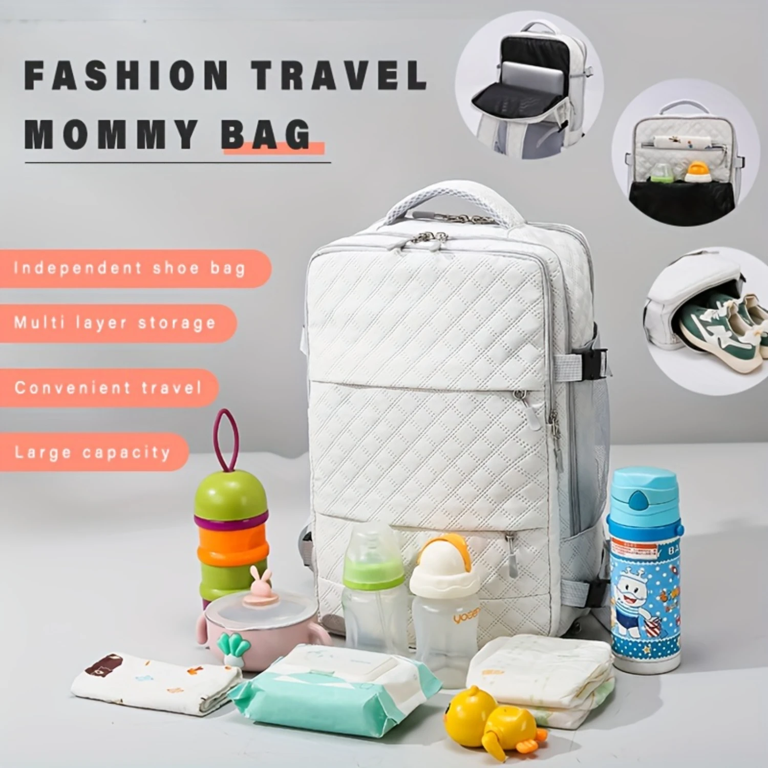 Stylish backpack Mommy Bag Separate shoe bin multi-layer bag Outdoor travel daily backpack
Stylish backpack Mommy Bag Separate shoe bin multi-layer bag Outdoor travel daily backpack