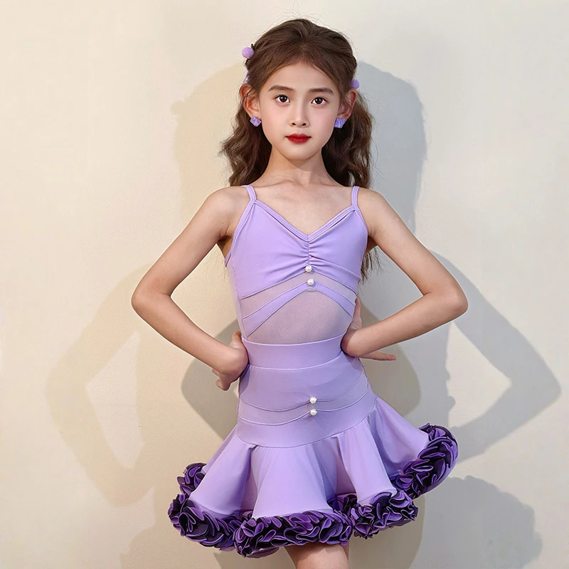 2025 Summer Girls Latin Dance Clothes Purple Dress Practice Suit Kids Cha Cha Rumba Samba Dance Performance Costume DNV24031
2025 Summer Girls Latin Dance Clothes Purple Dress Practice Suit Kids Cha Cha Rumba Samba Dance Performance Costume DNV24031