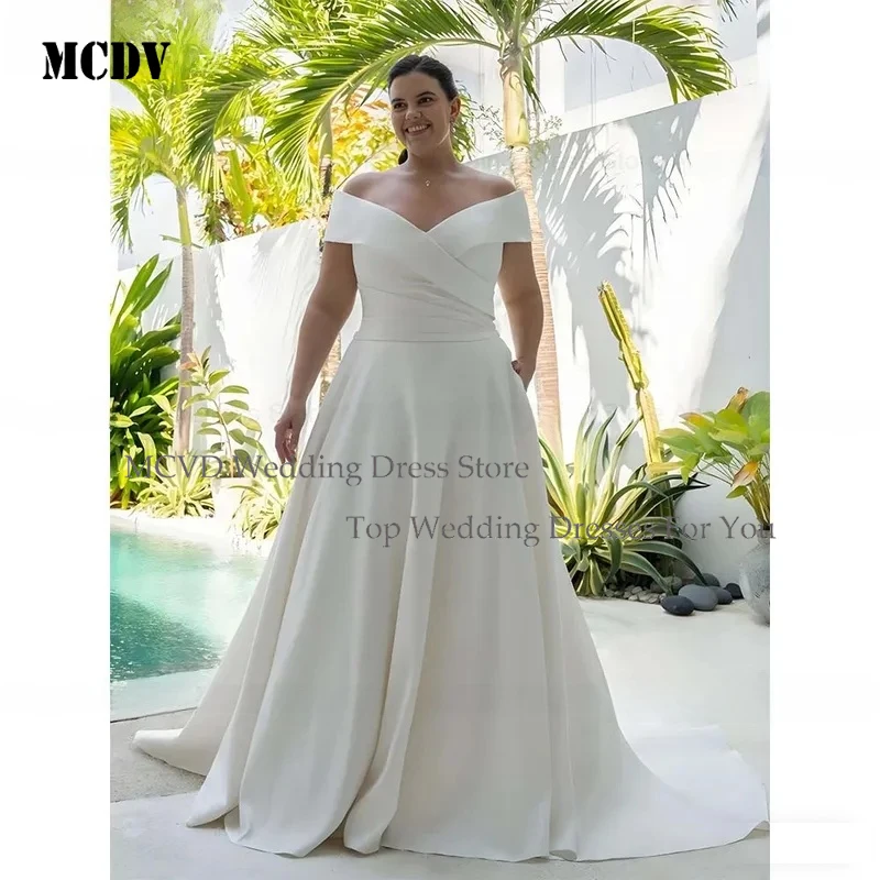 MCDV Customized Simple White Wedding Dress 2026 A Line Off Shoulder Pleats Bridal Gowns Lace Up Vestidos De Novia Evening Gowns
MCDV Customized Simple White Wedding Dress 2026 A Line Off Shoulder Pleats Bridal Gowns Lace Up Vestidos De Novia Evening Gowns