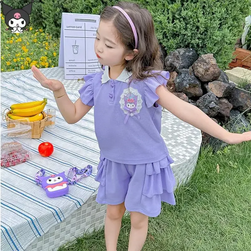 Sanrio Anime Cartoon Girls T Shirt Set Kuromi Kawaii Short Sleeve Shorts Lace Summer New Fashion Casual Sports Breathable Soft
Sanrio Anime Cartoon Girls T Shirt Set Kuromi Kawaii Short Sleeve Shorts Lace Summer New Fashion Casual Sports Breathable Soft
