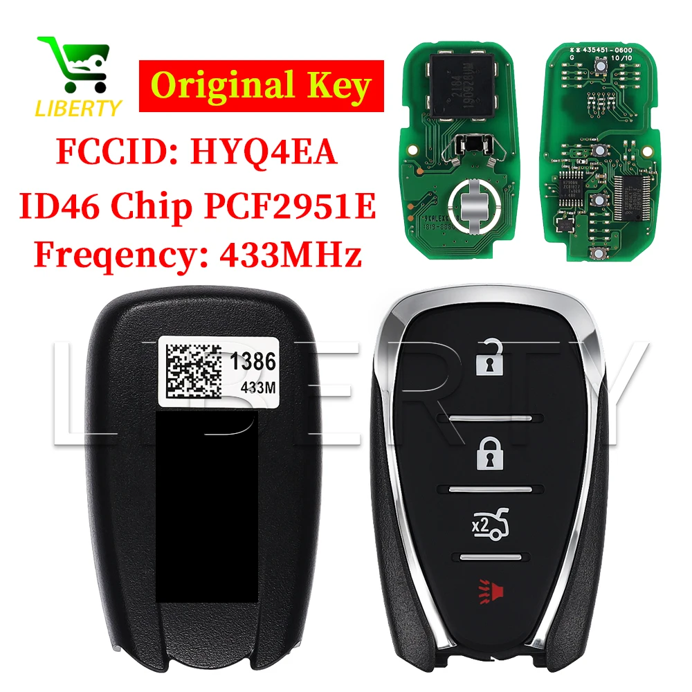 Liberty HYQ4EA Original Keyless Smart Remote Card Key 433MHZ ID46 Chip PCF2951E for Chevrolet Camaro Cruze XL8 2016-2021 OEM Key
Liberty HYQ4EA Original Keyless Smart Remote Card Key 433MHZ ID46 Chip PCF2951E for Chevrolet Camaro Cruze XL8 2016-2021 OEM Key