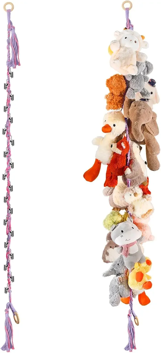 80" Cotton Hanging Storage Chain for Stuffed Animals with 40 Metal Clips, Organizer for Wall Corner Nursery Playroom
80" Cotton Hanging Storage Chain for Stuffed Animals with 40 Metal Clips, Organizer for Wall Corner Nursery Playroom
