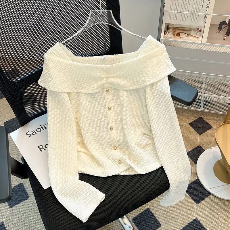Off Shoulder Long Sleeve Youth All-match Elegant Blouse Spring Autumn Solid Loose Casual Shirt Tops Fashion Sweet Women Clothing
Off Shoulder Long Sleeve Youth All-match Elegant Blouse Spring Autumn Solid Loose Casual Shirt Tops Fashion Sweet Women Clothing