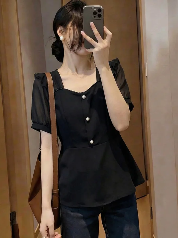 Elegant Square Collar Short Sleeve Women's Chiffon Top Flattering for plus Size Kimono Style Korean Fashion Summer New Arrival
Elegant Square Collar Short Sleeve Women's Chiffon Top Flattering for plus Size Kimono Style Korean Fashion Summer New Arrival