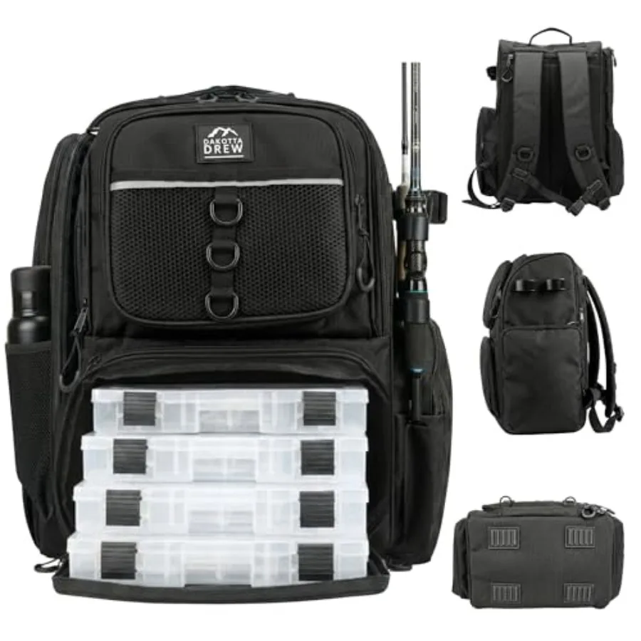 Fishing Backpack with Rod Holders and 4 Tackle Boxes, Waterproof Large Tackle Bag with 6 Pockets, Adjustable Dividers, Reinforc
Fishing Backpack with Rod Holders and 4 Tackle Boxes, Waterproof Large Tackle Bag with 6 Pockets, Adjustable Dividers, Reinforc