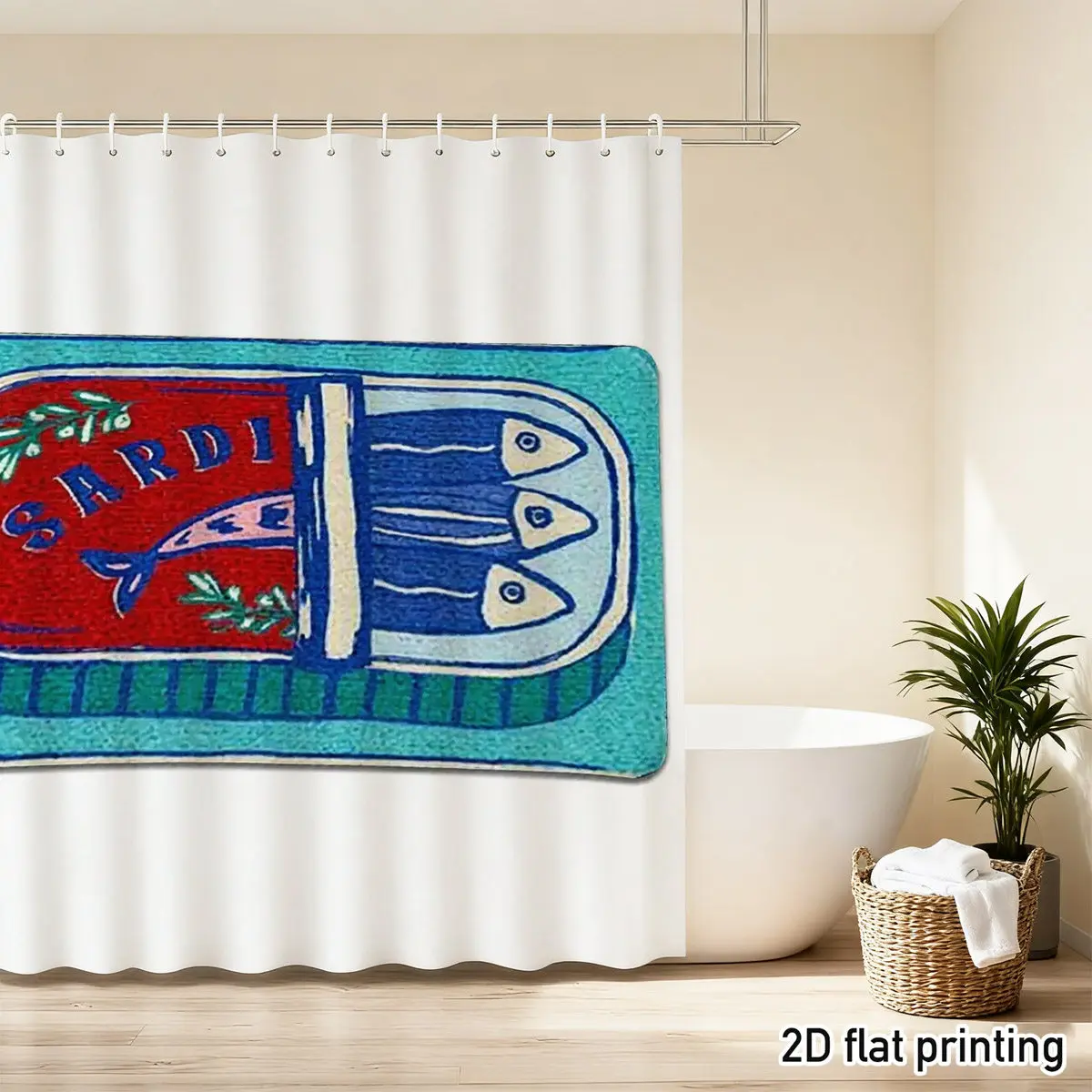 Cartoon Fish Can Shower Curtain – Playful Blue & Red Illustration, Polyester, 12 Hooks, Water-Resistant, 72×72" Machine Washable
Cartoon Fish Can Shower Curtain – Playful Blue & Red Illustration, Polyester, 12 Hooks, Water-Resistant, 72×72" Machine Washable