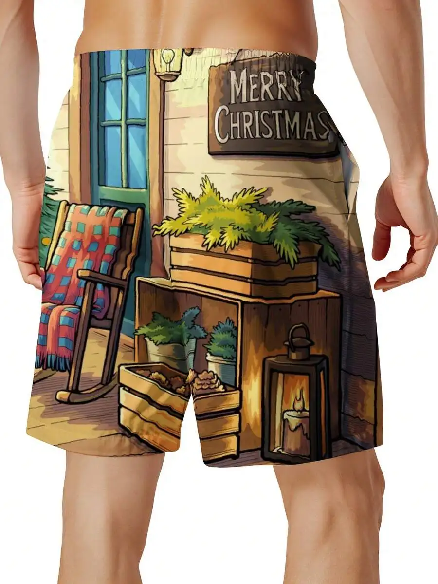 Merry Christmas Printed Beach Shorts Men Summer Swim Trunks With Drawstring Waistband
Merry Christmas Printed Beach Shorts Men Summer Swim Trunks With Drawstring Waistband
