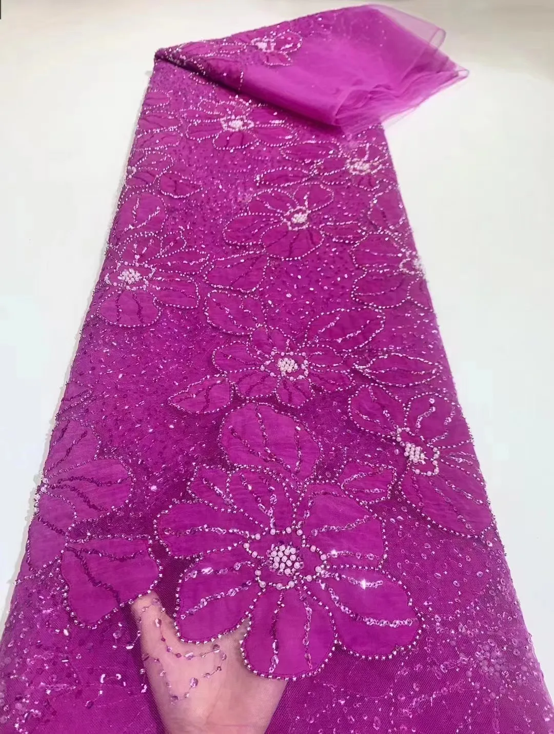 African Organza Lace Fabric 2024 High Quality French Luxury Beads Lace Nigerian Sequins Tulle Lace Fabric For Wedding Party
African Organza Lace Fabric 2024 High Quality French Luxury Beads Lace Nigerian Sequins Tulle Lace Fabric For Wedding Party