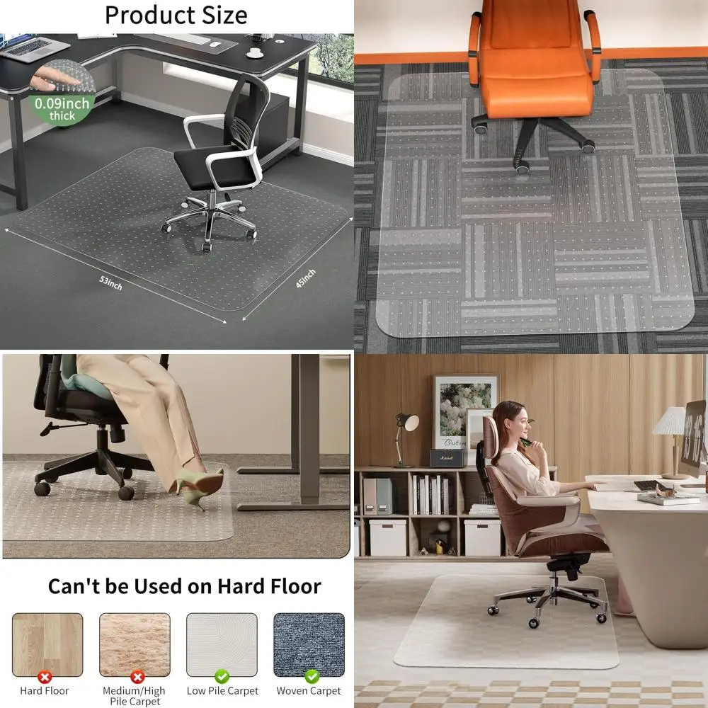 Прозрачный коврик для офисного стула 45x53 дюйма для ковра с противоскользящими функциями для компьютерных и офисных стульев
Прозрачный коврик для офисного стула 45x53 дюйма для ковра с противоскользящими функциями для компьютерных и офисных стульев