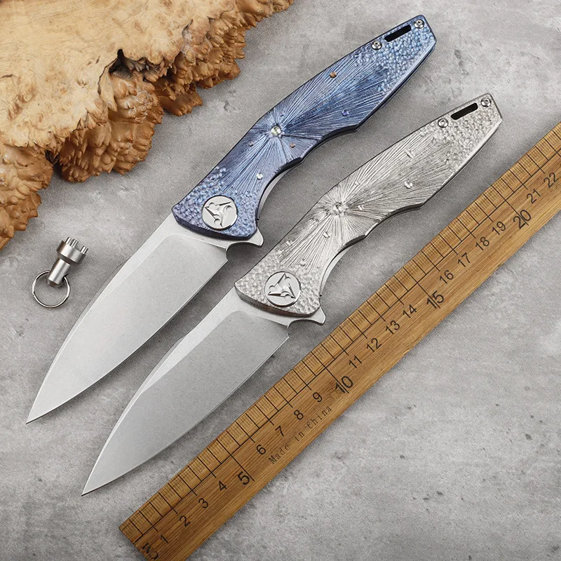 M390 steel sheet titanium alloy carving handle folding knife, outdoor survival camping play, high hardness portable tool knife
M390 steel sheet titanium alloy carving handle folding knife, outdoor survival camping play, high hardness portable tool knife