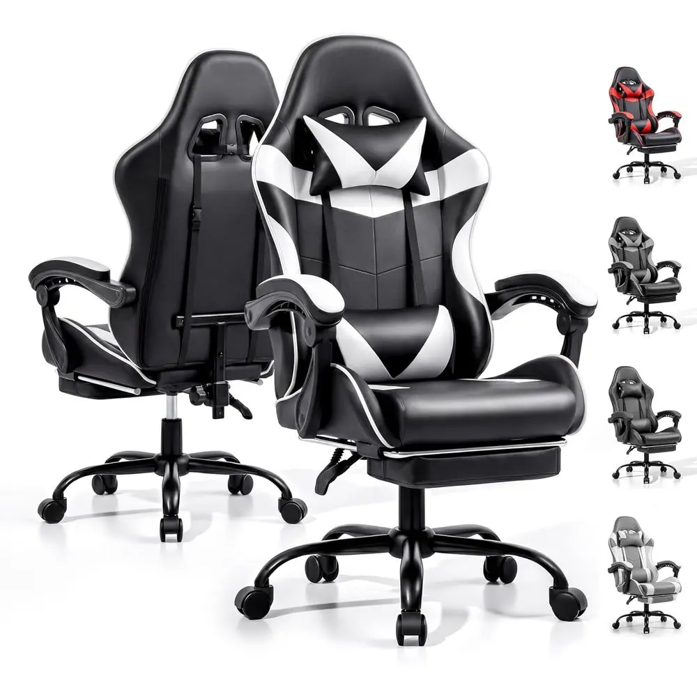 Ergonomic Gaming Chair with Footrest and Lumbar Support, Height-Adjustable Swivel Office Chair (Black & White)
Ergonomic Gaming Chair with Footrest and Lumbar Support, Height-Adjustable Swivel Office Chair (Black & White)