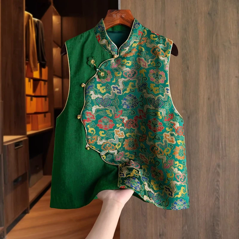 2026 Spring Summer Women Chinese Style Dobby Floral Green Patchwork Vest Coat , Woman Vintage Jacquard Fashion Vests Coats
2026 Spring Summer Women Chinese Style Dobby Floral Green Patchwork Vest Coat , Woman Vintage Jacquard Fashion Vests Coats