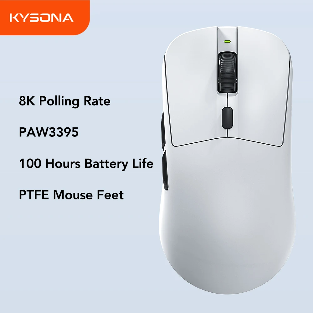 Беспроводная игровая мышь Kysona M617 White PAW3395, 8K, скорость опрокидывания, 26000 точек на дюйм, легкая эргономичная мышь для ПК, геймера, ноутбука
Беспроводная игровая мышь Kysona M617 White PAW3395, 8K, скорость опрокидывания, 26000 точек на дюйм, легкая эргономичная мышь для ПК, геймера, ноутбука