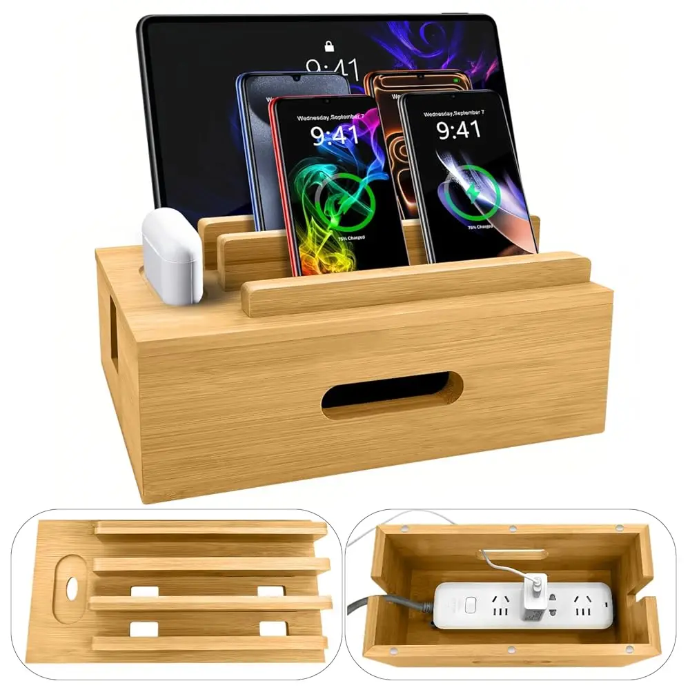 Free Shipping Bamboo Charging Station for Multiple Devices, Cable Management Box for Power Strip, USB Charger & USB Charging Hub
Free Shipping Bamboo Charging Station for Multiple Devices, Cable Management Box for Power Strip, USB Charger & USB Charging Hub