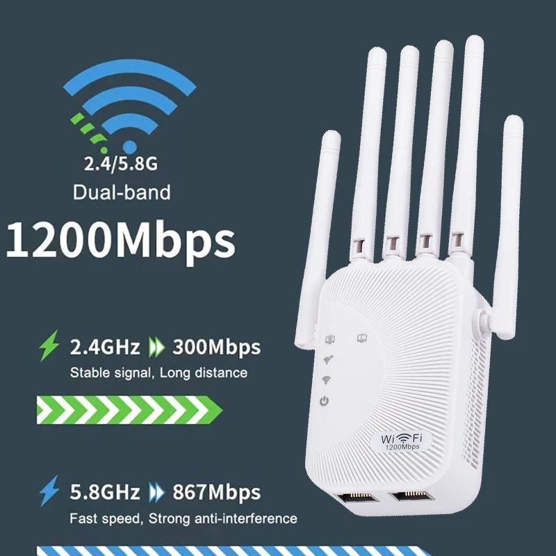 1200 Мбит/с Wi-Fi повторитель двухдиапазонный беспроводной 2,4G 5 ГГц усилитель сетевой усилитель сигнала дальнего действия для домашнего офиса Wi-Fi повторитель
1200 Мбит/с Wi-Fi повторитель двухдиапазонный беспроводной 2,4G 5 ГГц усилитель сетевой усилитель сигнала дальнего действия для домашнего офиса Wi-Fi повторитель