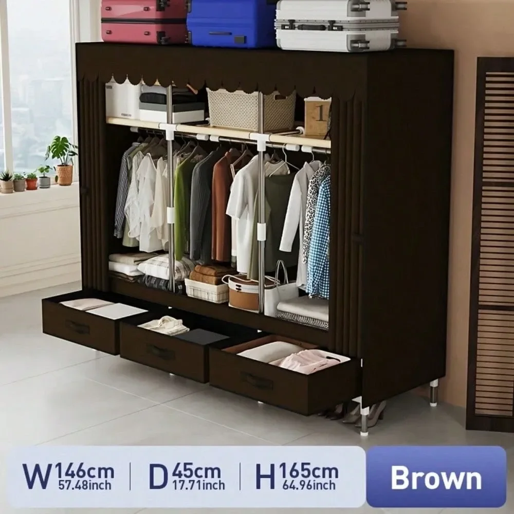 Color Simple Fabric Armoire Wardrobe, 59.06inch HighQuality Feel With Drawers For Home Storage, Full Steel Frame Reinforcement,
Color Simple Fabric Armoire Wardrobe, 59.06inch HighQuality Feel With Drawers For Home Storage, Full Steel Frame Reinforcement,