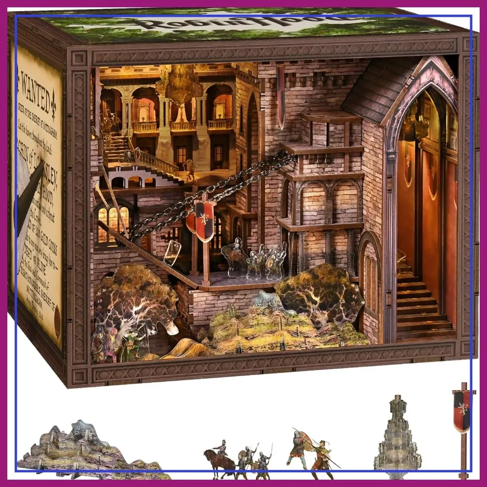 DIY Book Nook Kit - The Castle's Escape 3D Miniature Wooden Scene with LED Lights, Dustcover & Tools for Shelf Decor
DIY Book Nook Kit - The Castle's Escape 3D Miniature Wooden Scene with LED Lights, Dustcover & Tools for Shelf Decor
