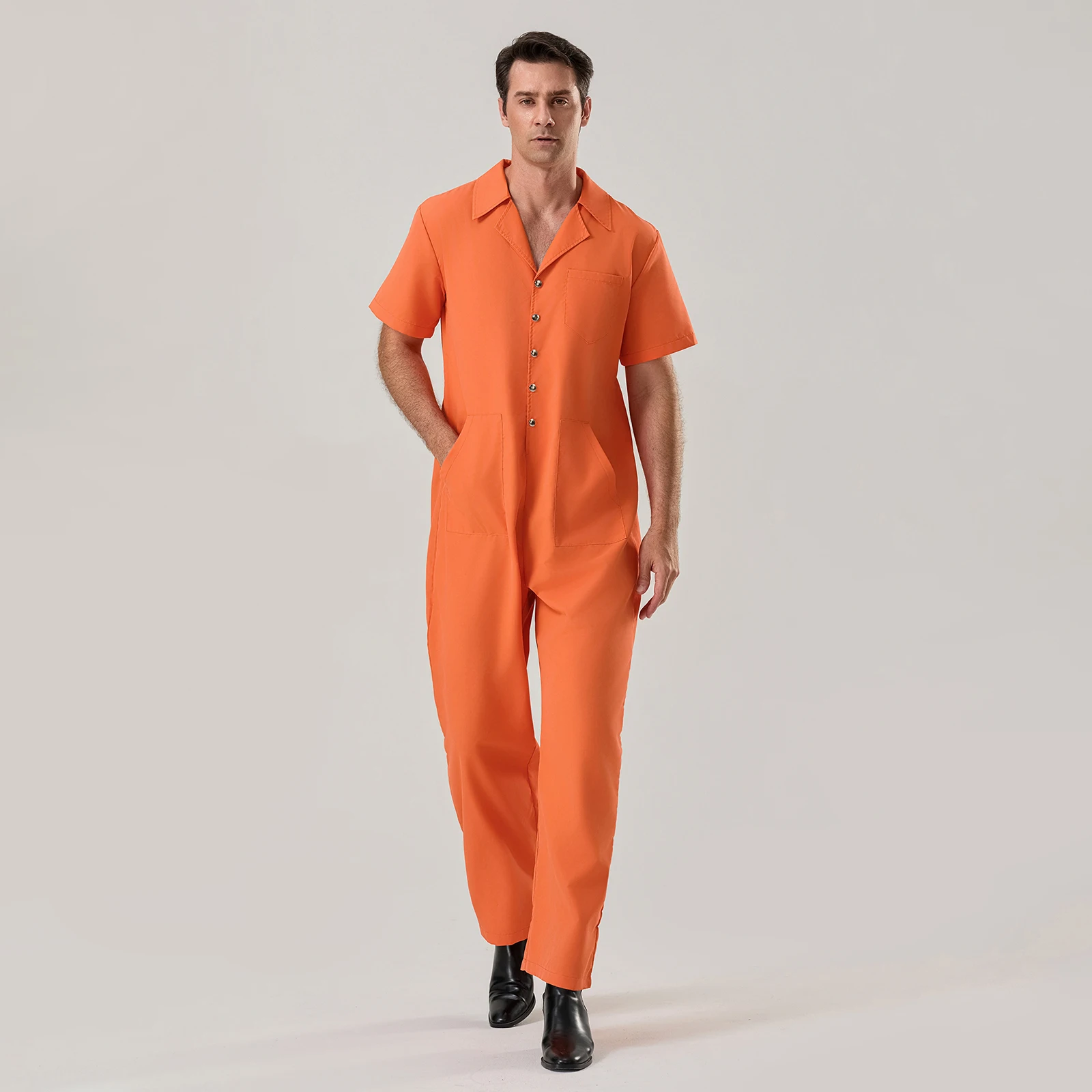 Halloween Women Men Prisoner Costume Button Closure Short Sleeve Jumpsuit Halloween Cosplay Costume
Halloween Women Men Prisoner Costume Button Closure Short Sleeve Jumpsuit Halloween Cosplay Costume