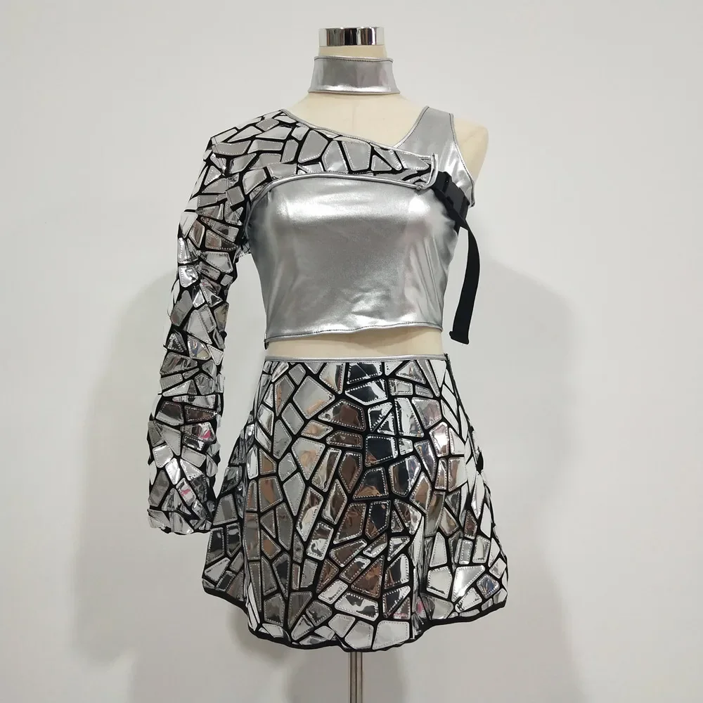 Nightclub Bar Silver Laser Mirror Rave Performance Costume Women Team Jazz Hip Hop Dance Outfit Singer Dancer Sexy Stage Wear
Nightclub Bar Silver Laser Mirror Rave Performance Costume Women Team Jazz Hip Hop Dance Outfit Singer Dancer Sexy Stage Wear