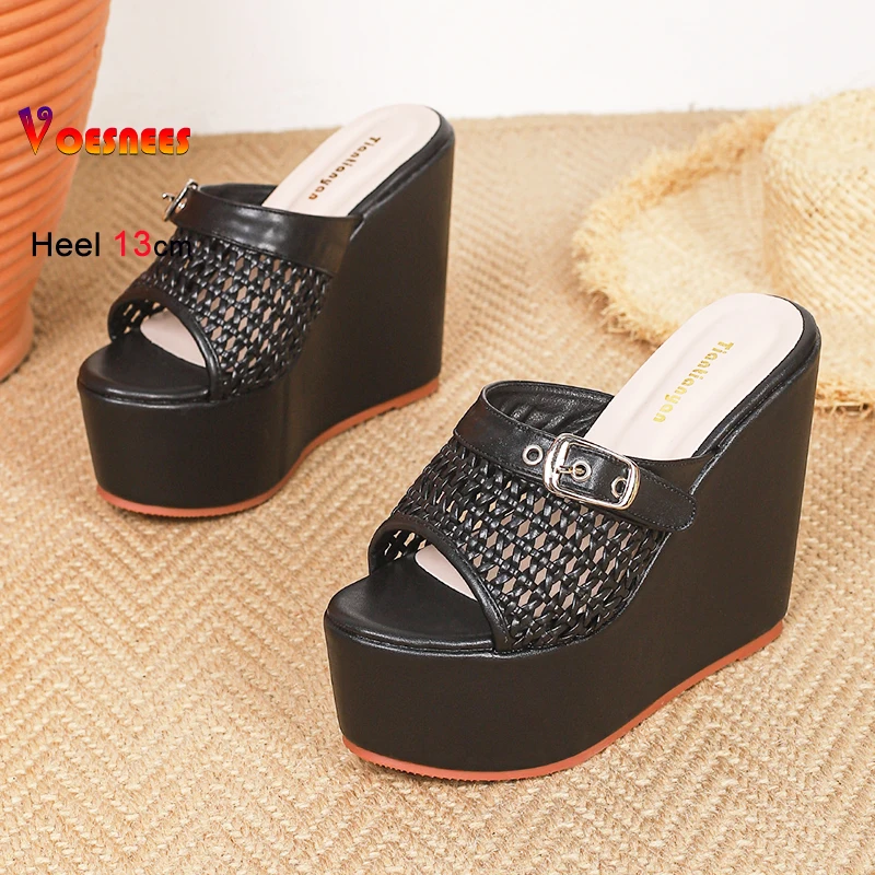 13CM Cosy Wedges Thick Platform Women Slippers Summer New Hollow Out Weave Breathable Sandals Outdoors Slip-on Shoes For Ladies
13CM Cosy Wedges Thick Platform Women Slippers Summer New Hollow Out Weave Breathable Sandals Outdoors Slip-on Shoes For Ladies