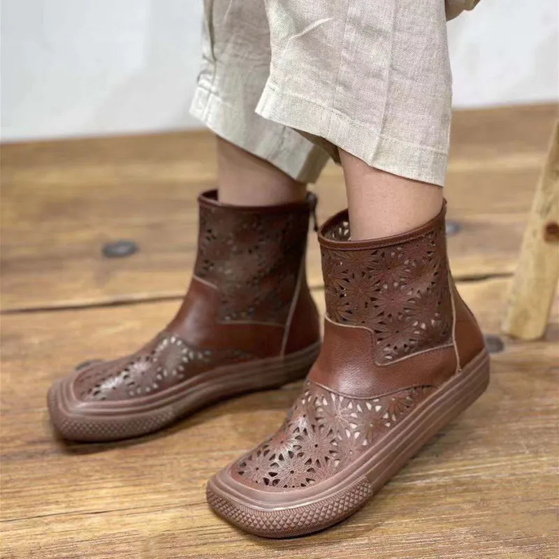 Genuine Leather Women Mid-Calf Boots Hollow out Square Toe Women Summer Boots Handmade Breathable Ladies Driving Shoes
Genuine Leather Women Mid-Calf Boots Hollow out Square Toe Women Summer Boots Handmade Breathable Ladies Driving Shoes