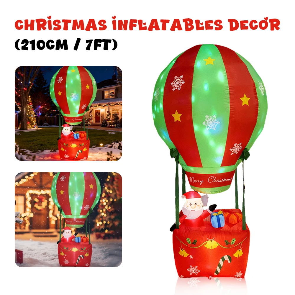 Christmas Inflatables Hot Air Balloon Santa Claus with LED Light 7FT Inflatable Model Indoor Outdoor Ornament Xmas Garden Decor
Christmas Inflatables Hot Air Balloon Santa Claus with LED Light 7FT Inflatable Model Indoor Outdoor Ornament Xmas Garden Decor