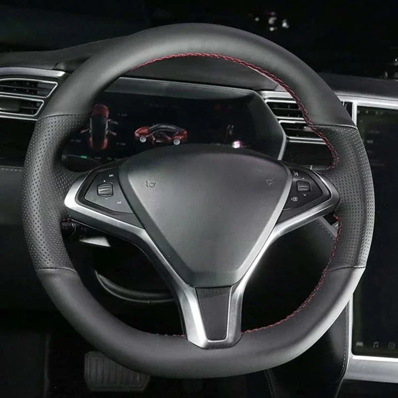 Car Steering Wheel Cover Hand-Stitched Black Genuine Leather Car Steering Wheel Covers For Tesla Model S Model X 2016-2020
Car Steering Wheel Cover Hand-Stitched Black Genuine Leather Car Steering Wheel Covers For Tesla Model S Model X 2016-2020