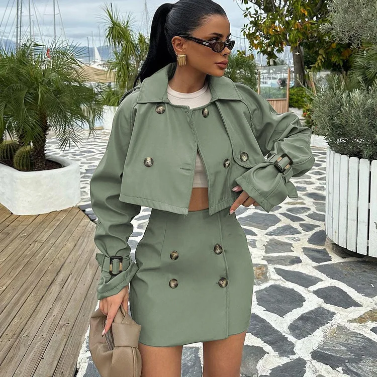 2026 Short Skirt Two-Piece Set For Women Retro Button Slim Splice Mini Skirt Female Autumn Streetwear Jacket Matching Sets
2026 Short Skirt Two-Piece Set For Women Retro Button Slim Splice Mini Skirt Female Autumn Streetwear Jacket Matching Sets