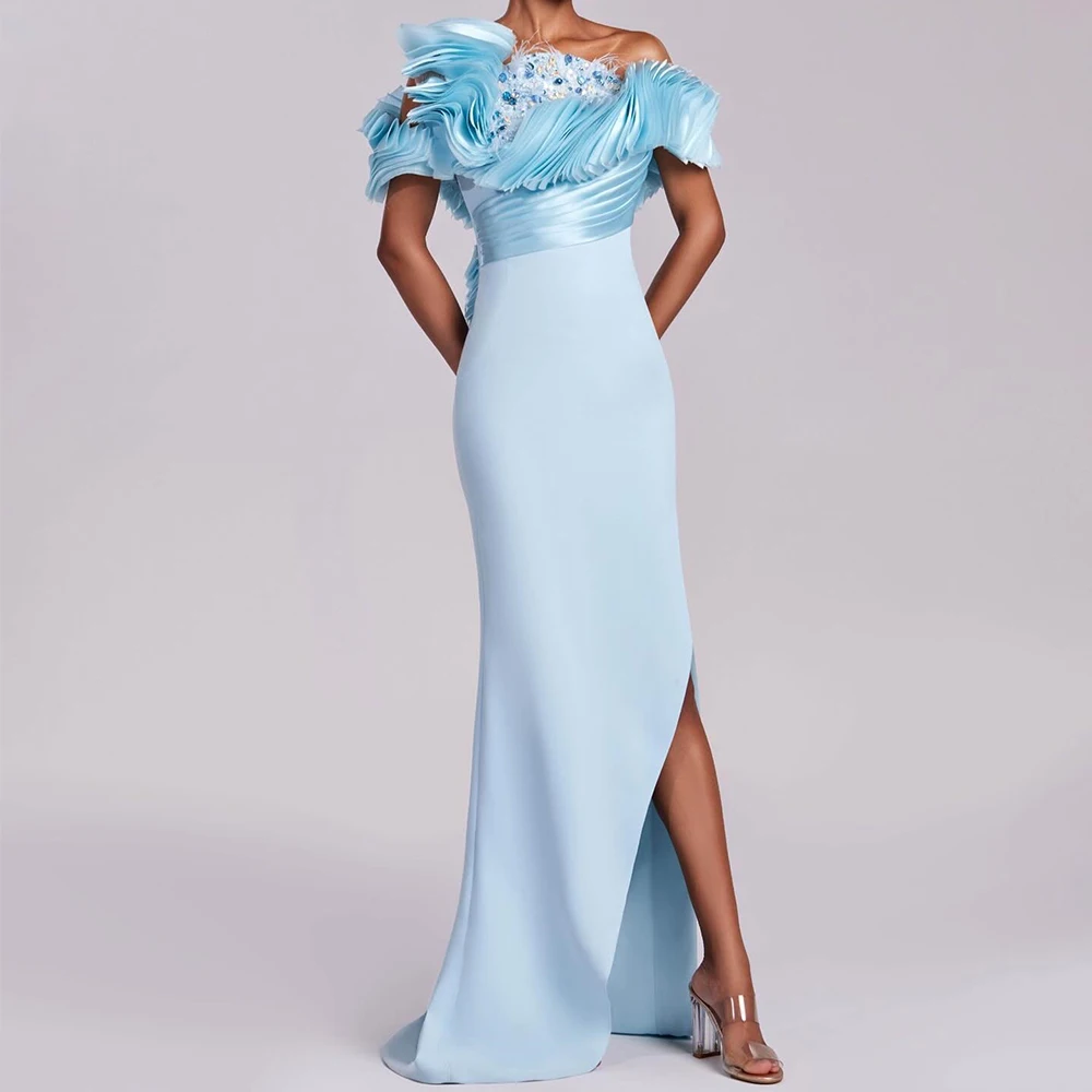 Customized Elegant Straight Floor Length Strapless Jersey Sleeveless Crystal Pleats Evening Dress Fashion vestidos par
Customized Elegant Straight Floor Length Strapless Jersey Sleeveless Crystal Pleats Evening Dress Fashion vestidos par